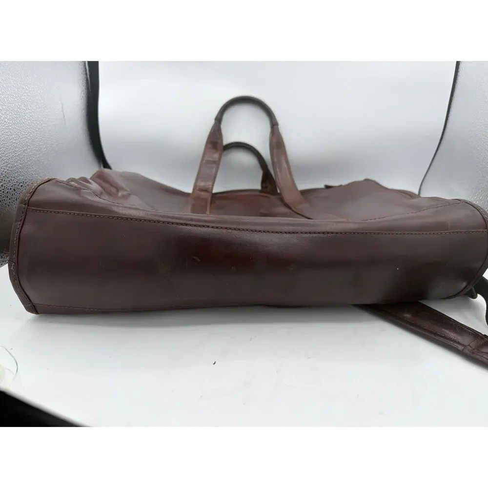 Vintage Burgundy Leather Briefcase Laptop Messenger Bag Organizer Crossbody